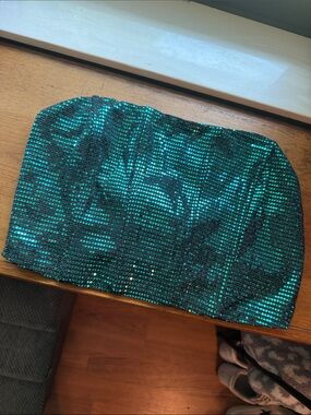 Sincerely Jules Teal Sequin Bandeau corset Top